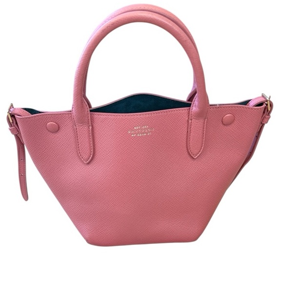 Smythson Pink Red Mini Crossbody Leather‎ Tote - Picture 4 of 11